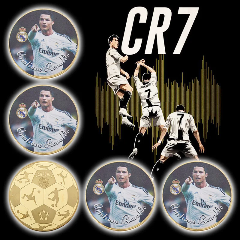 WR Cristiano Ronaldo Gold Plated Coin Famous Football Player Metal Coin