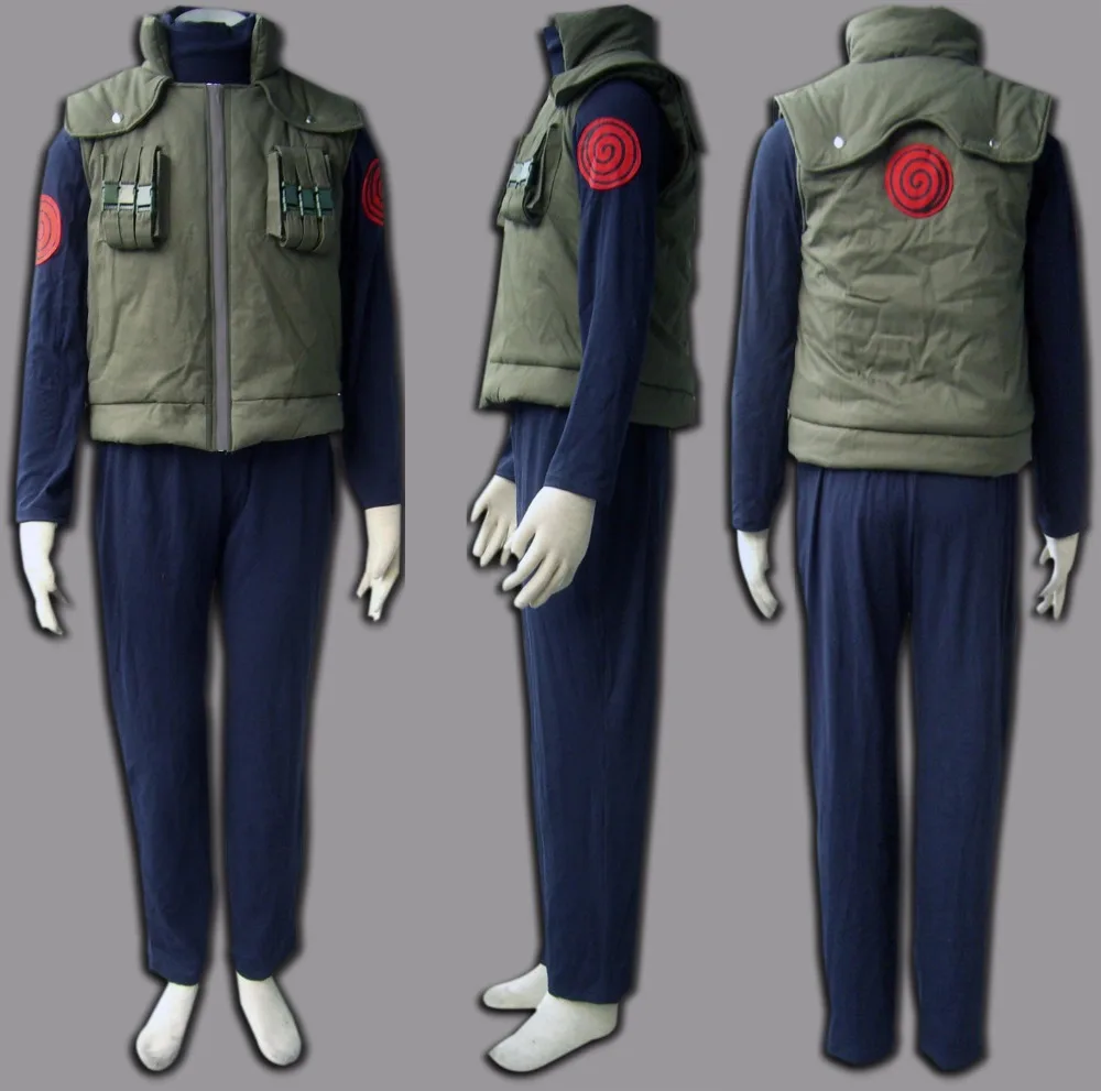Аниме! Костюм для косплея мужчин Naruto Hatake Kakashi Konoha Jounins полный комплект одежды с