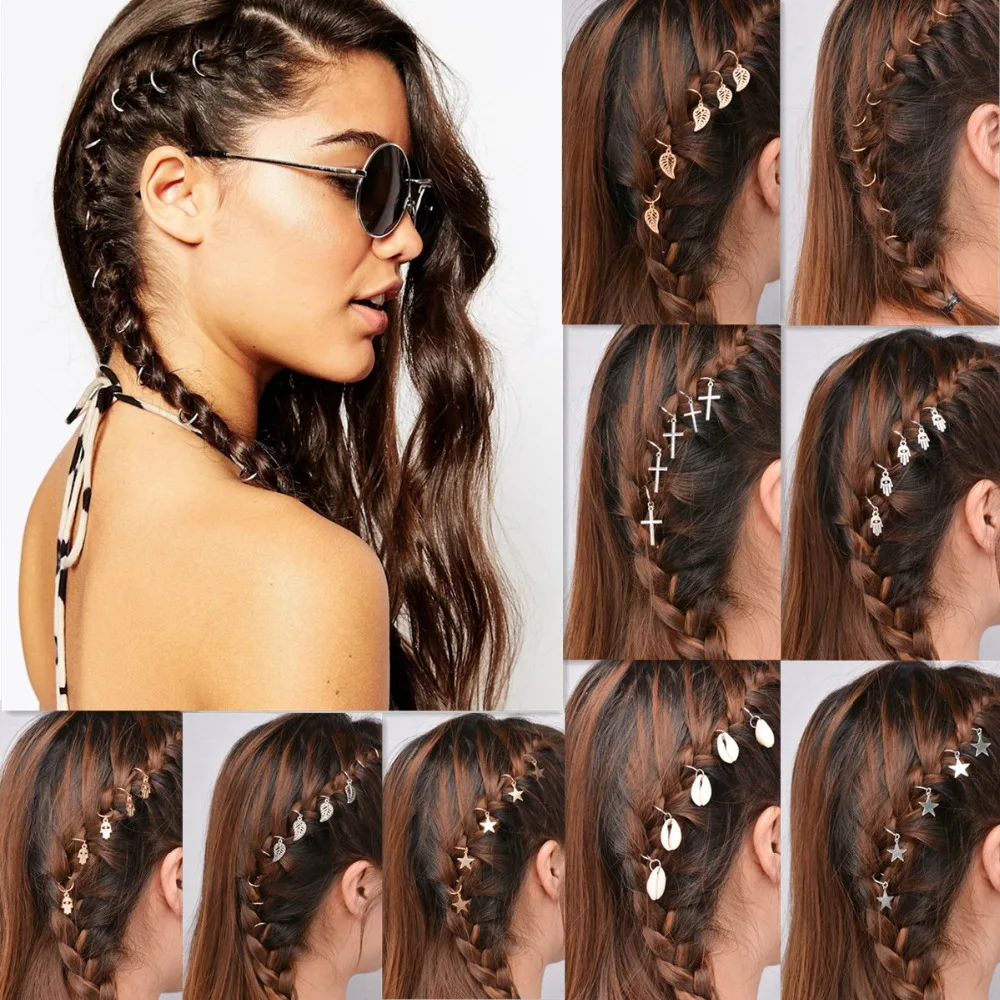 

2017 New Gold/ Silver Color Metal SnowFlower Shell Cross Star Bergamot Circle Leaves Shape Hairpin Girls' Hair Clips Women Hair