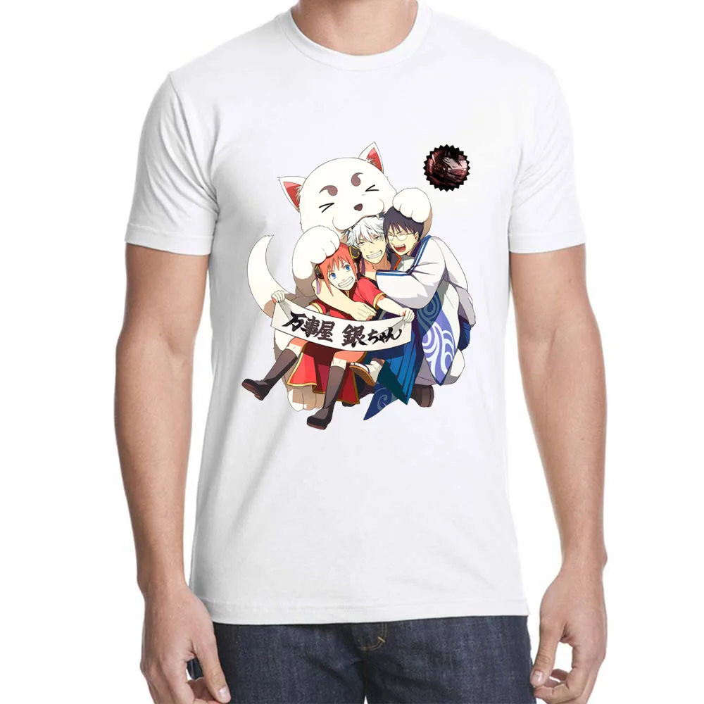 Topjini плюс Размеры Harajuku футболка Gintama Футболка с принтом Для мужчин короткий рукав