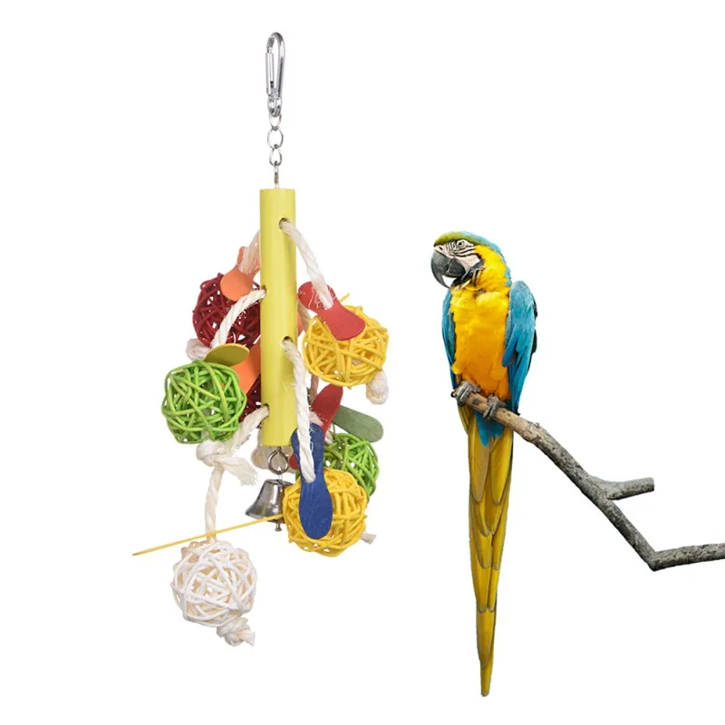 Colorful Parrot Pet Bite Climb Chewing Toy Bird Nest Decorative Hanging
