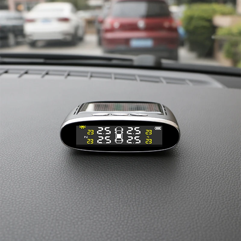 NEW LCD Display TPMS Car Tire Pressure Alarm Monitor System Smart Sense 4 Internal Sensor Diagnostic Tool KEEP SAFE Solar Power
