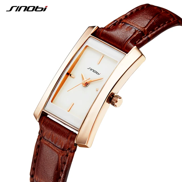 Sinobi Couple Watches Wedding Gift Noble Rose Gold Rectangle Wristwatch Brown St Sinobi Couple Watches Wedding Gift Noble Rose Gold Rectangle Wristwatch Brown St