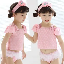 Новинка года; раздельные розовые кружевные балетные юбки для девочек; купальные костюмы для малышей; бикини