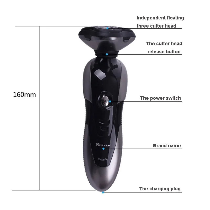 Electric Shaver Razor Washable Men's Electric Shaving Machine Braun 3D Waterproof Rechargeable Rotary Shaver Floating Three Head (1)
