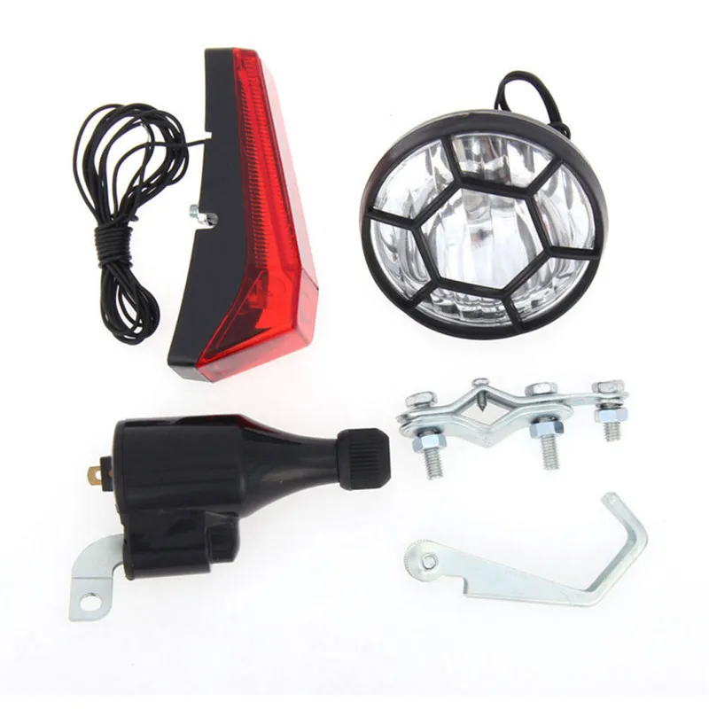 Perfect LED Bike Light Bicycle Front Tail light Headlamp 6V3W Friction Generator Headlight Dynamo Lights Suits Waterproof 4pcs Sets 0
