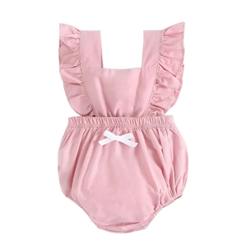 

Baby Newborn Girls Solid Print Strap Jumpsuit Summer Sleeveless Infant Baby Girl Casual Bodysuit