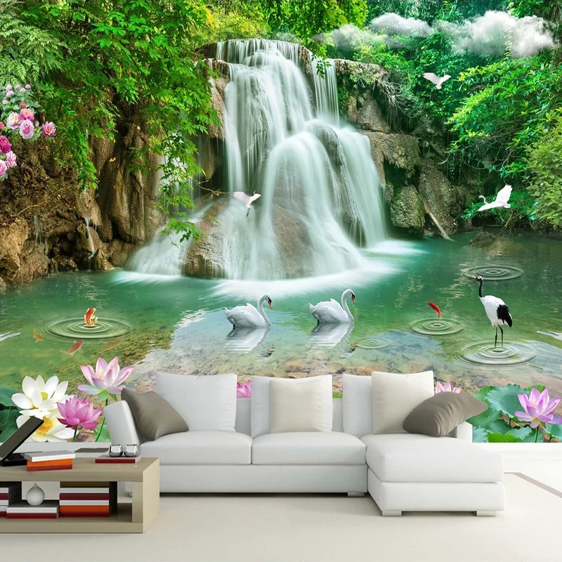 

Custom 3D Photo Wallpaper Waterfall Landscape Mural Wall Painting Papel De Parede 3D Living Room Bedroom Study Background Decor