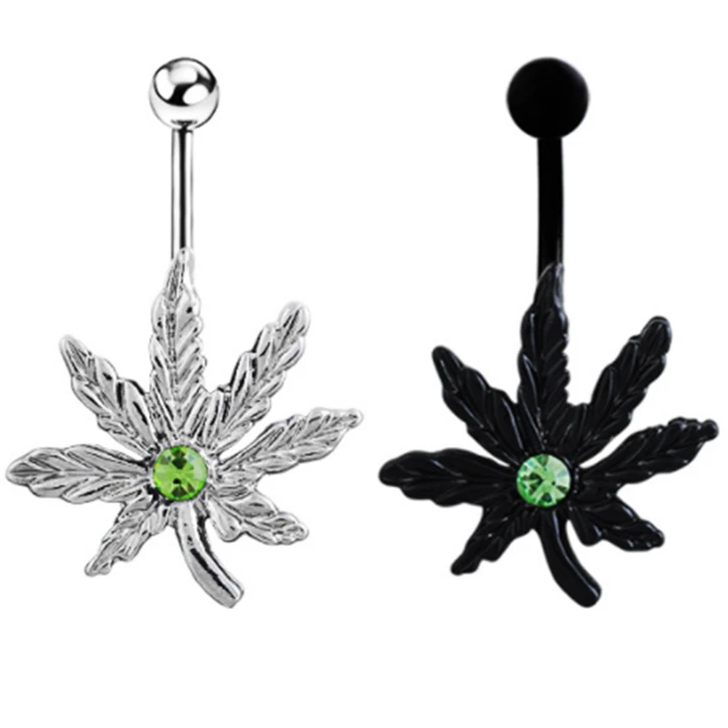 

Black Maple Leaf Navel Piercing Women Belly Button Piercing Maple Belly Button Rings Dangle Pircing Jewelry