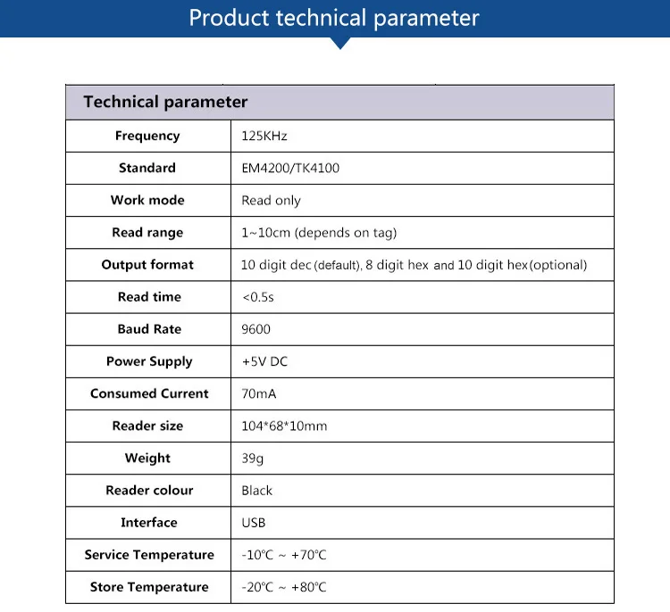 125KHz USB card reader only