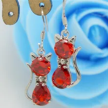 H: HYDE 2 шт. = 1 пара Серебристый блестящий цвет красный розовый кристалл кошка элегантные женские серьги-гвоздики ювелирные изделия brincos