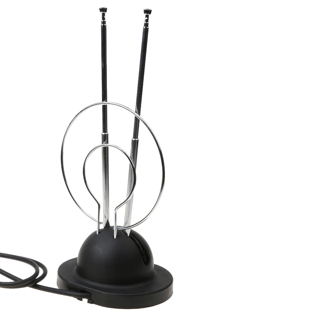 4x Universal Indoor Rabbit Ear TV Antenna for HDTV VHF UHF Dual Loop Coaxial