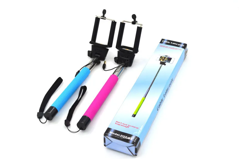 Adjustable gopro monopod with earphone audio cable take Photo selfie stick handheld phone camera self timer