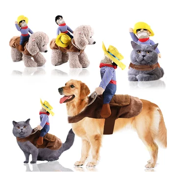 

Pet Dog Clothes Cute Cowboy Rider Suit For Party Halloween Chrismas Festival Decorations Costume Outwear for Puppy
