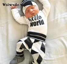 Waiwaibear Autumn Baby Sets Long-Sleeved T-shirt+Pants+Cap Newborn Baby 3pcs Suit Baby Clothing Set Infant Outfits For Boys 2017 autumn new born baby girls clothing sets infant long sleeved letter cotton t shirt