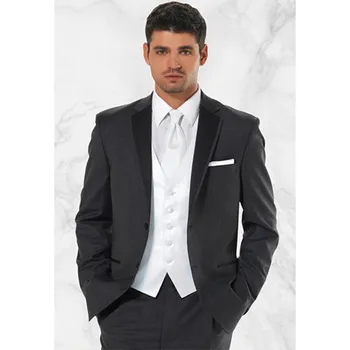 Skup Custom Made Slim Fit Szary Drużba Groomsman Mężczyźni ślub Garnitury 3 Sztuka Garnitury Na Bal Smokingi Dla Pana Młodego (kurtka + Spodnie + Kamizelka) G512