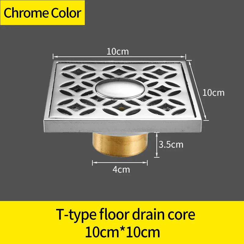 Стоки 10x10 см квадратный латунный трап Линейный душ слив крышки стиральная машина использовать ванная комната балкон отходов решетки WF-8121L - Цвет: Chrome 8121L-T