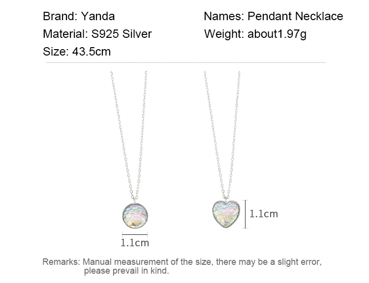 925 sterling silver Mermaid heart pendant necklace 06
