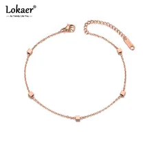 Lokaer Bohemia розовое золото пляжный ножной браслет бижутерия для ног титановая нержавеющая сталь 5 шт. цепь с квадратным сечением& Link женские браслеты для щиколотки A19006
