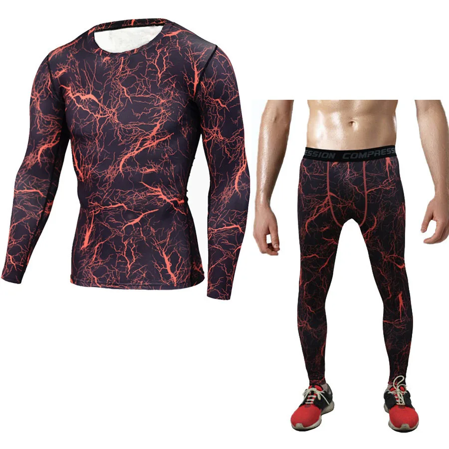 Мужские костюмы rashguard MMA компрессионная одежда Мужская s спортивный костюм набор фитнес Леггинсы мужские футболки Термобелье Базовый Слой