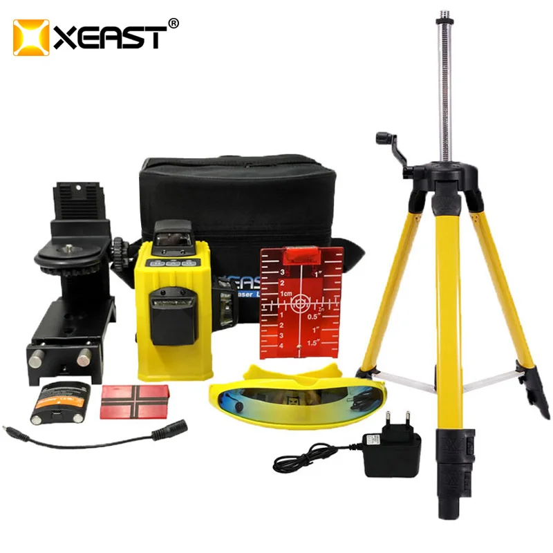 

Professional XEAST XE-61A 3D Laser Levels 12 Lines Cross Level with Tilt Function and Self Leveling Outdoor 360 Rotary Red Laser