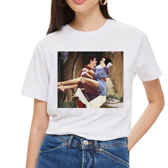 

WVIOCE New Arrival Summer Couples T Shirts for Women Cartoon Graphic Printed Ladies Tops Funny Round Neck Tshirts