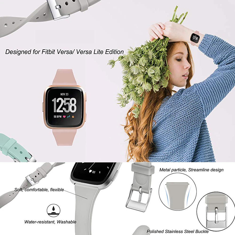 Coolaxy Браслет для Fitbit Versa/Versa Lite мягкий силиконовый тонкий узкий мужской t Ремень Для Fitbit Versa для женщин и мужчин