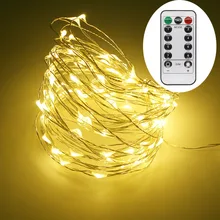 Светодиодный гирлянды 10 м 33ft 100 светодиодный Батарея работает на открытом воздухе медный провод Рождество Фестиваль Свадебная вечеринка украшения гирлянды