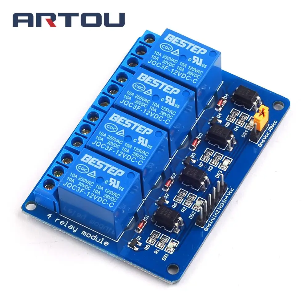 

1PCS 4 Channel 12V Relay Module Shield Expansion Board Low Level Trigger 4Channel Relay Module Control Board with Optocouple