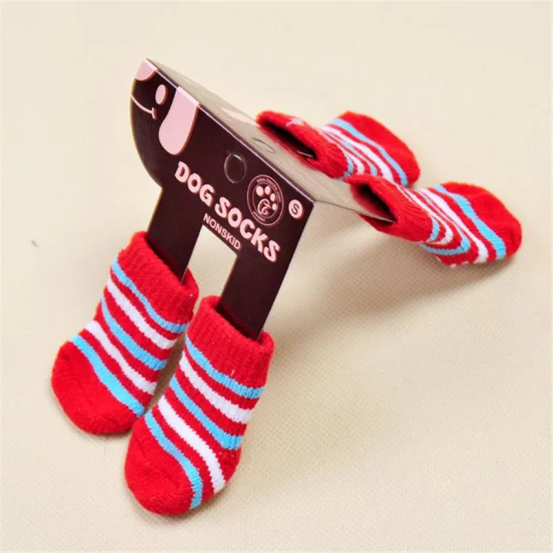 4 шт. модные носки для собак милые носки для щенков и собак Нескользящие зимние носки для собак Новое поступление#4n07# f