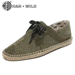 2019 конопли мягкие для мужчин повседневная обувь мужские Espadrille Рыбак туфли без каблуков кружево на шнуровке обувь дышащая для досуга