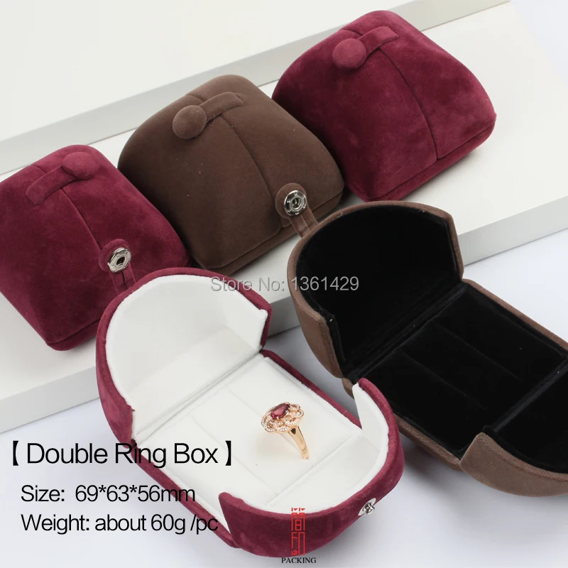 

Red and Brown Velvet Couples Ring Box Or Lovers Ring box for propose marriage caske or Wedding jewelry case the wholesale price