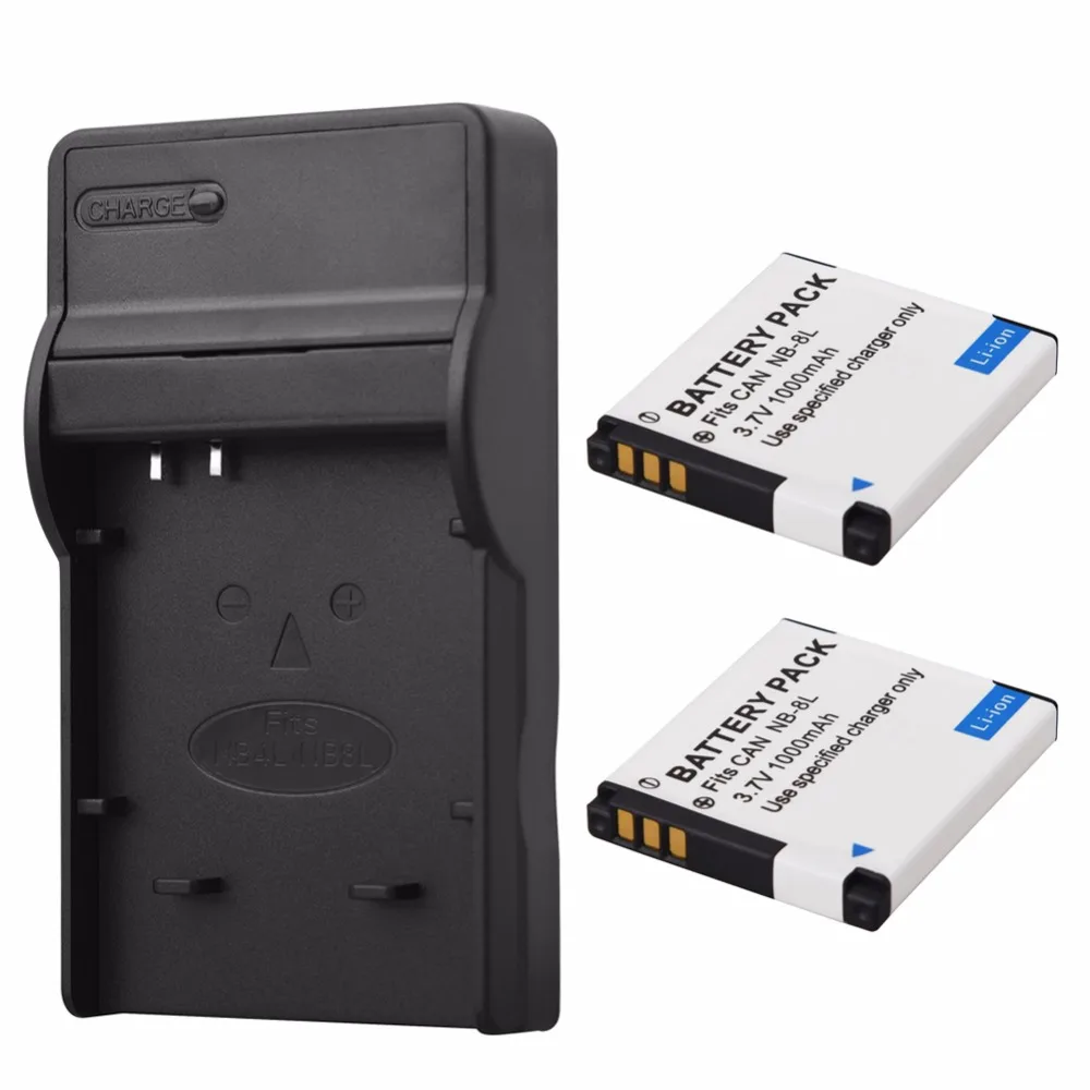 2x1000mAh NB 8L NB8L Батарея цифровой камеры + USB зарядное устройство для Canon PowerShot A3300 A3200