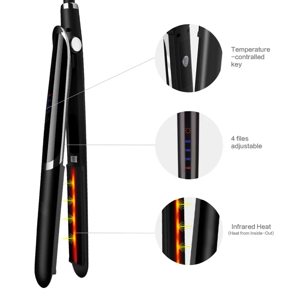 Дропшиппинг оригинальный Pro Утюг отрицательные ионы, инфракрасный выпрямление волос щипцы для завивки гофра светодиодный дисплей