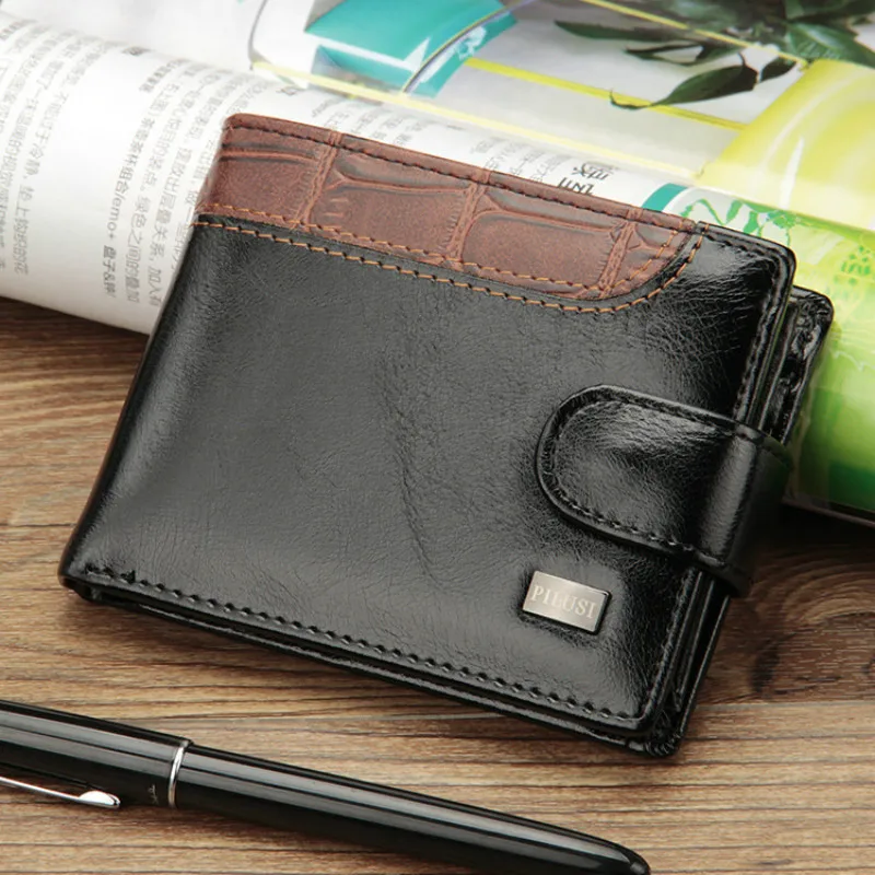 

2018 New purse for men Casual Men's Wallet Short Stitching Buckle US Dollar Bag Cross Section Wallet clutch male men's bags