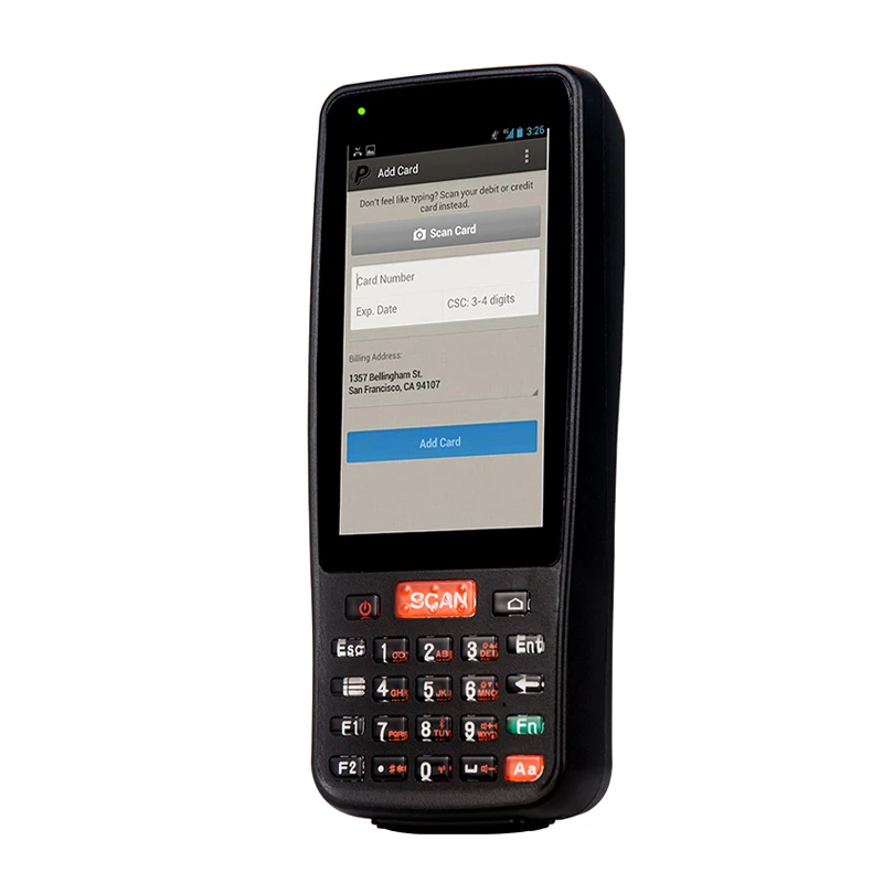 Hot موبايل محمول pda آلة طابعة pos مع 1d ماسح الباركود و مدمج الحرارية