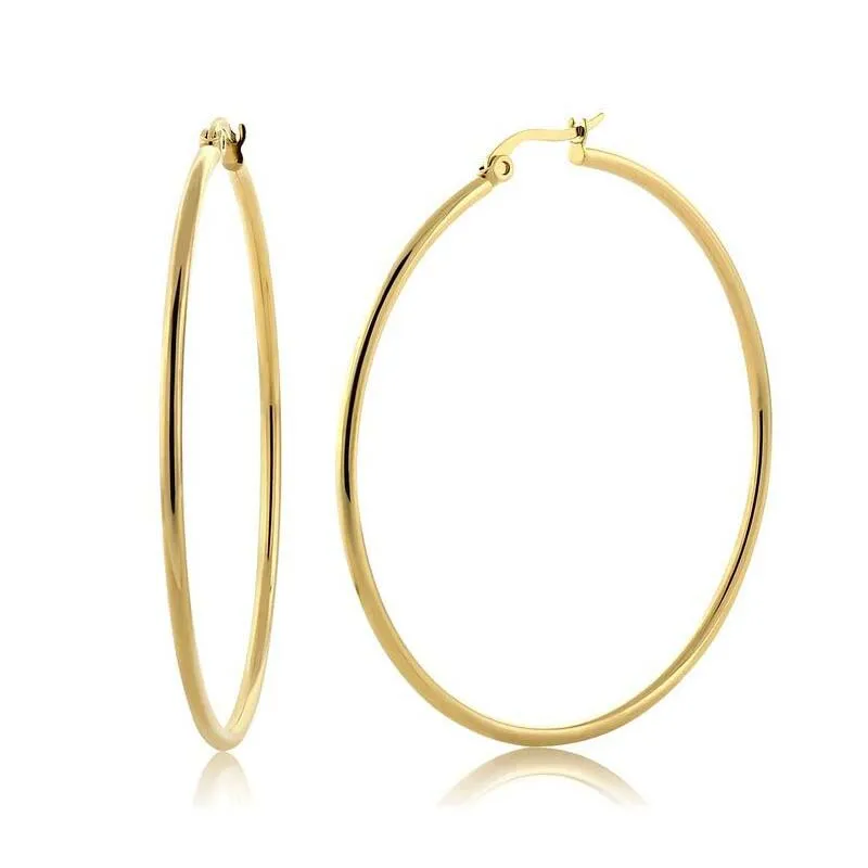 Free shipping 70mm*2mm Trendy stainless steel gold big hoop earrings