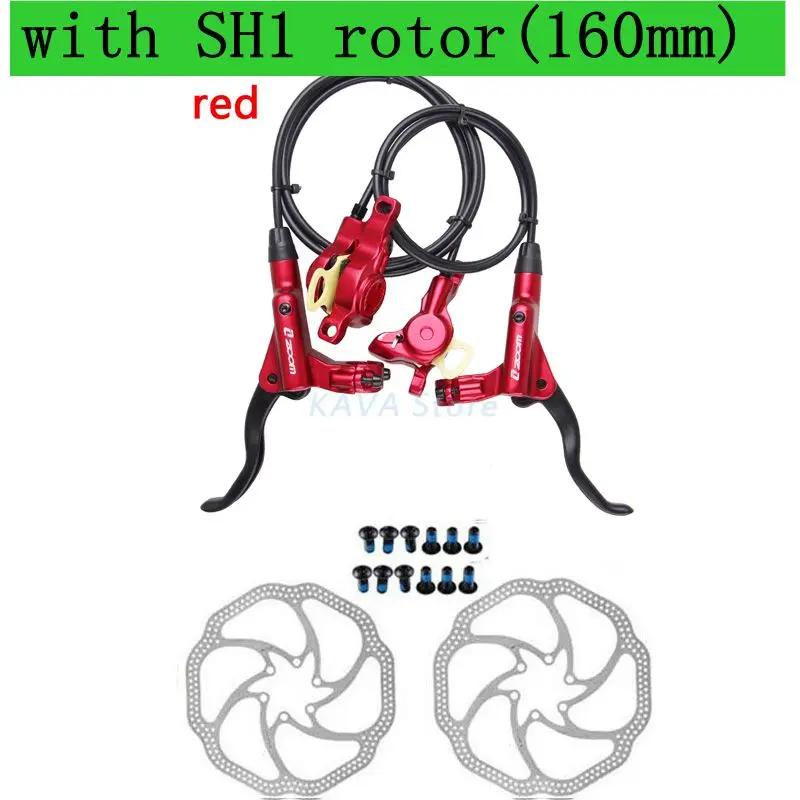 Зум HB-875 тормоз для велосипеда MTB Гидравлический горный велосипед дисковый тормоз левый и правый рычаг с ротором набор PK SHIMANO MT200 аксессуары - Цвет: red with SH1 160