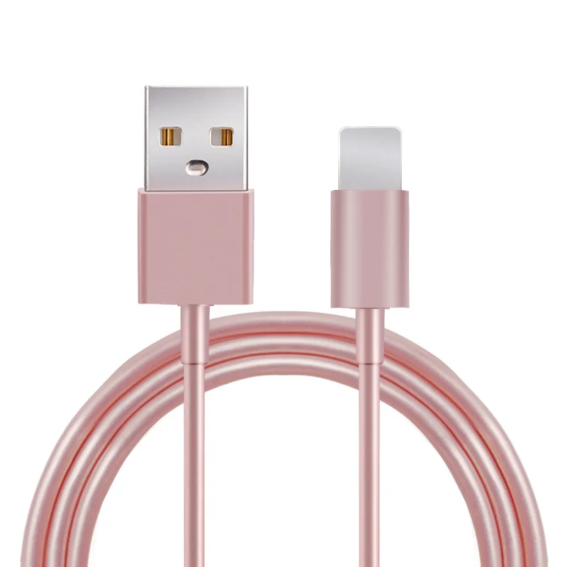  1M Luxury Metal Rose Gold Wire Mobile Phone Cables Charging USB Cable Charger Data For iPhone SE 5 5S 6 6s plus IOS accessories 