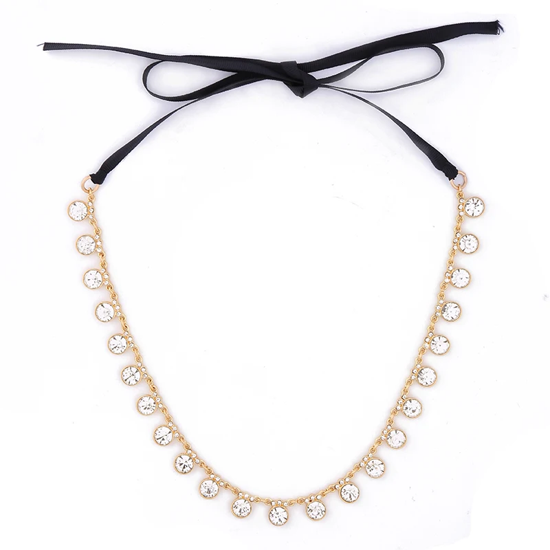 

Party Gorgeous Shiny Crystal Necklace Fashion Brand Jewelry Perfume Women Black Ribbon Necklace Collares