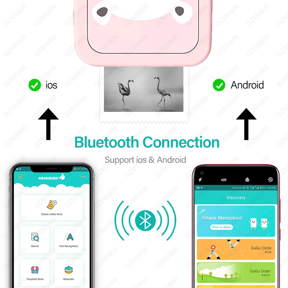 A6 Memobird Мини Портативный Bluetooth беспроводной бумажный фотопринтер Карманный