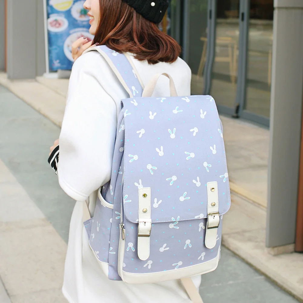 

Backpack student bag Korean version of the college wind junior high school students backpack canvas small fresh