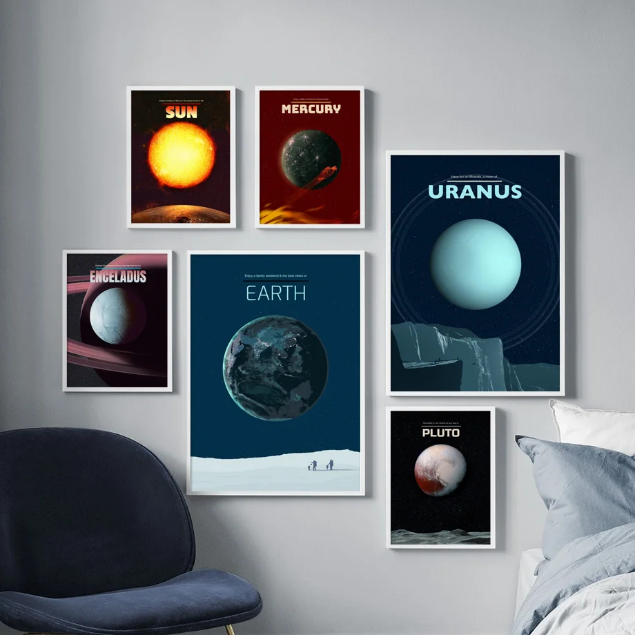 Солнечная система Mercury Mars Earth настенная живопись холст скандинавские постеры и