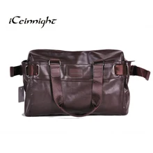 Мужские дорожные сумки iCeinnight, сумка из искусственной кожи для мужчин, брендовая Роскошная Стильная мужская сумка-мессенджер, большая вместительность, мужские сумки коричневого цвета