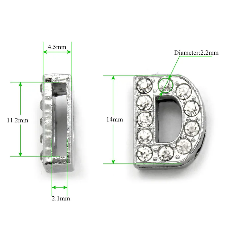 10 мм Стразы с ползунами буквы A-Z можно выбрать каждую букву(20 шт./лот) подходит для DIY браслета и браслета LSSL02-A-Z* 20