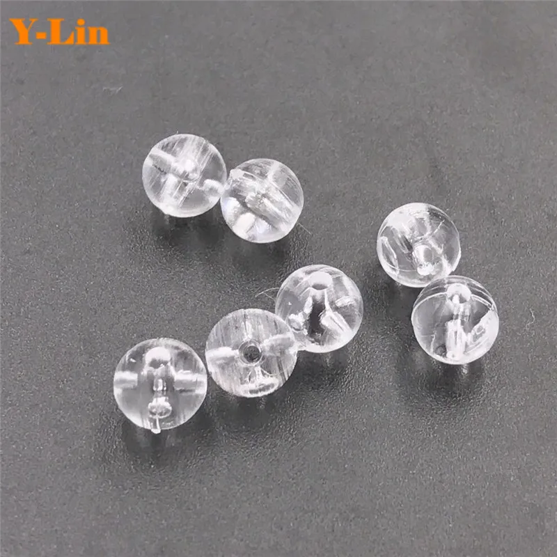 200pcs 2x3 3x3.5 Fishing Oval Transparent Double Pearl Drill Cross Beads Plastic Hard Beads For