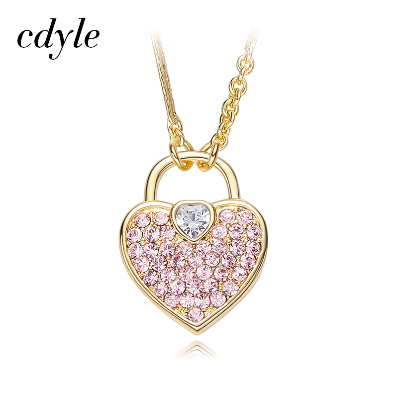 

Cdyle Crystals from Swarovski Pendants Women Necklaces Heart Shaped Blue Gold Pink Jewelry Romantic Engagement Chic Bijoux New