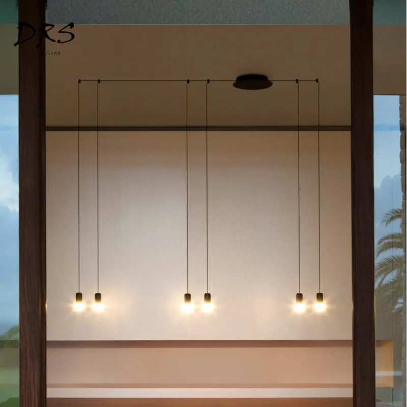 

Scandinavian Minimalist Chandelie Hanging Lamp Geometry Modern Simple Living Room Luminaire Long Line Modern Light Fixture