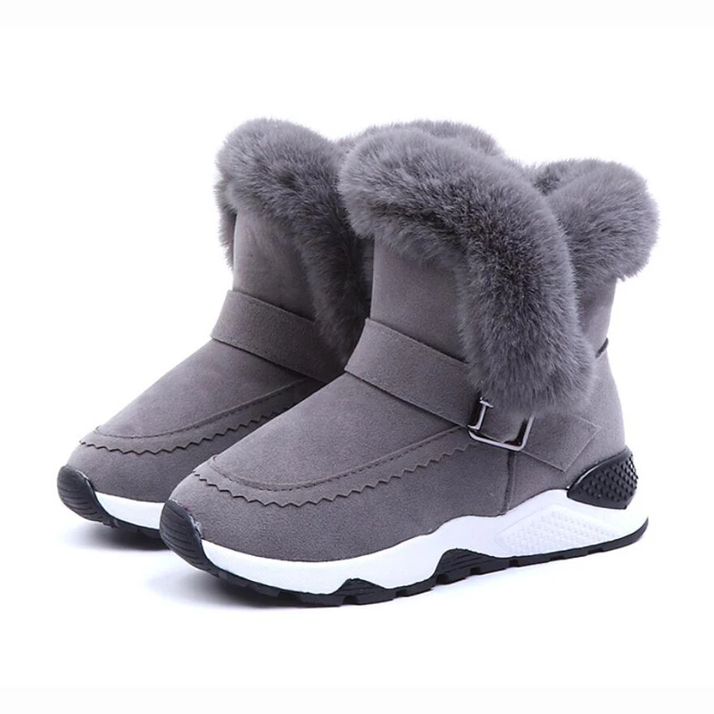 

Children Snow Boots Winter Warm Cute Plush Side Girls Boots Plus Velvet Large Ankle Boots Shoes for girls ботинки для девочки