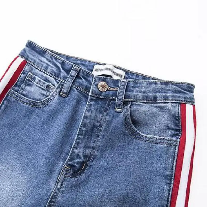 Женские джинсы в полоску с высокой талией 2019|high waist denim jeans|jeans for womenjeans femme |